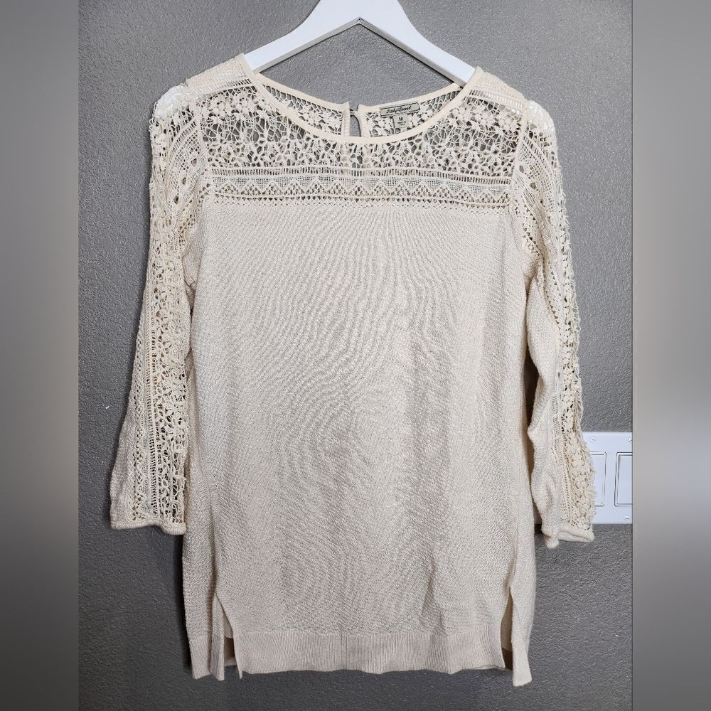 Lucky brand cream colored lace thermal blouse